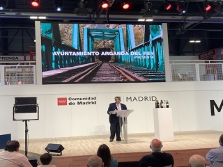Irenio Vara, concejal de Turismo, durante la presentaci&oacute;n de Arganda del Rey en la 41&ordm; edici&oacute;n de Fitur