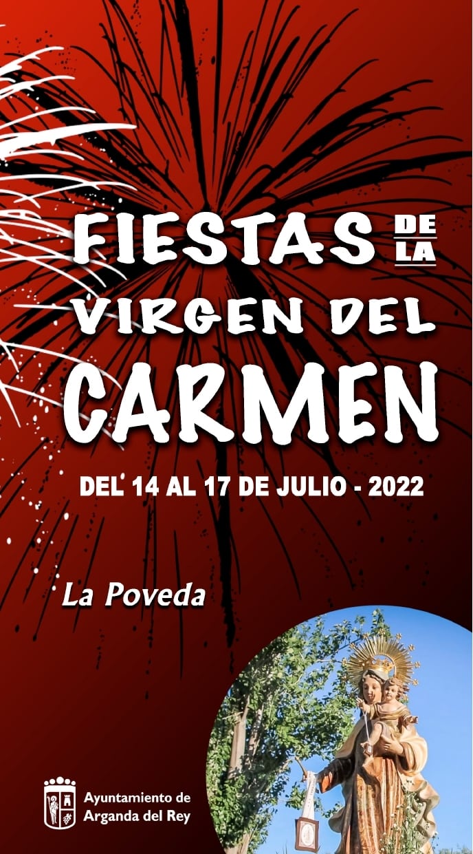Cartel del programa de fiestas de la virgen del Carmen de La Poveda 2022 (fuente: Ayuntamiento de Arganda del Rey)